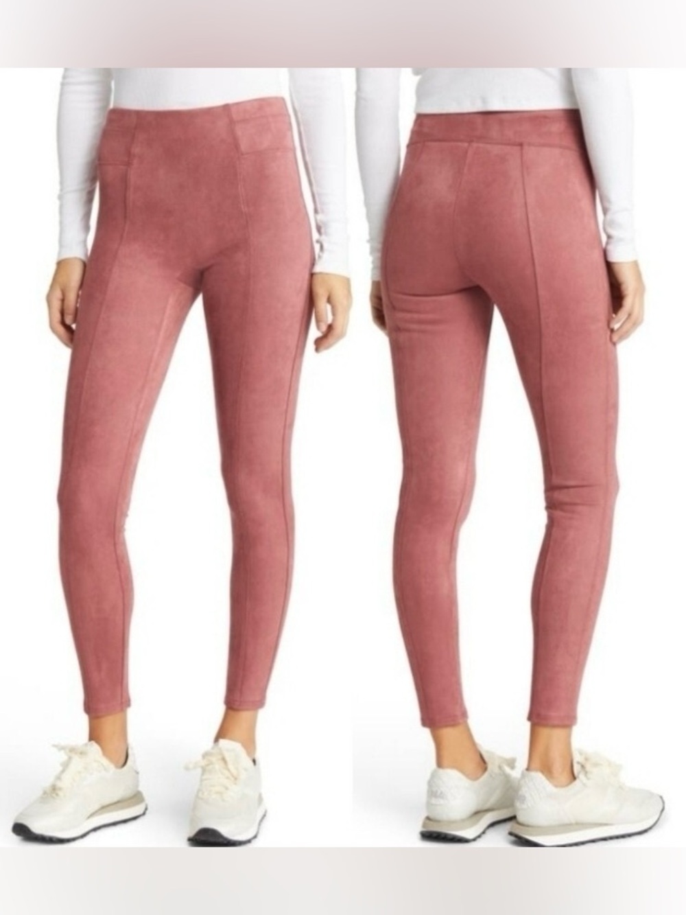 NEW SPANX Faux Suede High Waisted Leggings Rich Rose #20322Q‎ Sz XL PETITE